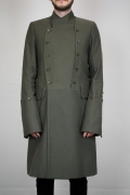 Ann Demeulemeester – Mens – Double-Breasted Coat – Khaki – Cotton / Linen – Front Button Closing