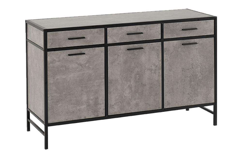 Athens Sideboard Concrete Effect/Black – Furnishop