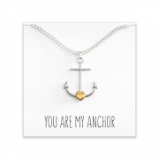 Anchor Necklace – Nautical Charm – Pendant With Cute Message Card – Happy Kisses