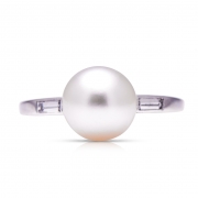 Art Deco | Natural Pearl and Baguette Diamond Ring – Vintage Ring – Antique Ring Boutique