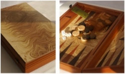 Manopoulos Backgammon – Olive Burl – Wenge and Mahogany Points – 60cm