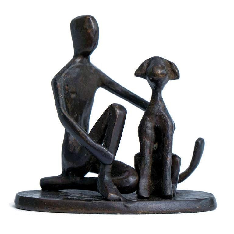 Solid Bronze Sculpture – One man and his Dog