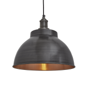 Industville – Brooklyn Dome Pendant – 13 Inch – Ceiling Light – Light Shade – Black / Copper Colour – Pewter / Copper / Brass Material – 30.5 CM X 33 CM X 33 CM