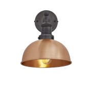 Industville – Brooklyn Dome – 8 Inch – Wall Light Fixture – Copper / Black Colour – Copper / Brass Material – 26.5 CM X 20 CM X 28 CM