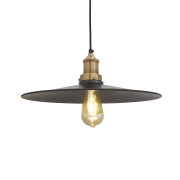 Industville – Brooklyn Flat Pendant – 15 Inch – Ceiling Light – Light Shade – Black / Brass Colour – Pewter / Brass Material – 16.5 CM X 38 CM X 38 CM