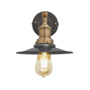 Industville – Brooklyn Flat – 8 Inch – Wall Light Fixture – Black / Brass Colour – Pewter / Brass Material – 21.5 CM X 21 CM X 28.5 CM