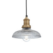 Industville – Brooklyn Glass Dome Pendant – 8 Inch – Ceiling Light – Light Shade – Brass / Clear Colour – Brass / Glass Material – 18.5 CM X 20 CM X 20 CM