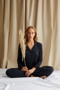 Bamboo Lace Pyjama Set in Raven | Women’s Nightwear | Pretty You London UK 14 / Raven