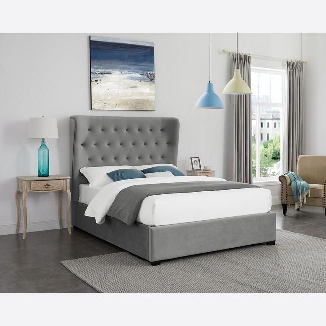 Luxury Ottoman Style Bed with Extra Large Headboard King – Grey – By CGC Interiors