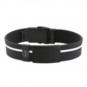 Sports Plus+ Medical Alert Bracelets Black / White Stripe – Personalised Medical