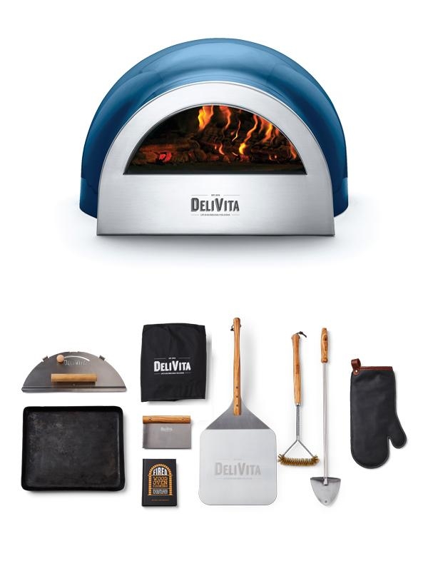 DeliVita Outdoor Traditional Wood-fired Oven – Blue Diamond – Wood Fired Chefs Bundle – Outdoor Pizza Oven – Forno Boutique