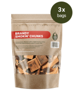 Oak Brandy Smokin’ Chunks – 3 Packs – Smokin’ – Green Olive Firewood