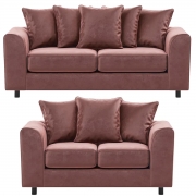 Brooklyn Plush Velvet 3 + 2 Seater Sofa Set – Foam Filled – Pink – The Online Sofa Shop