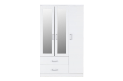 Charles 3 Door 2 Drawer Mirrored Wardrobe – White – Furnishop