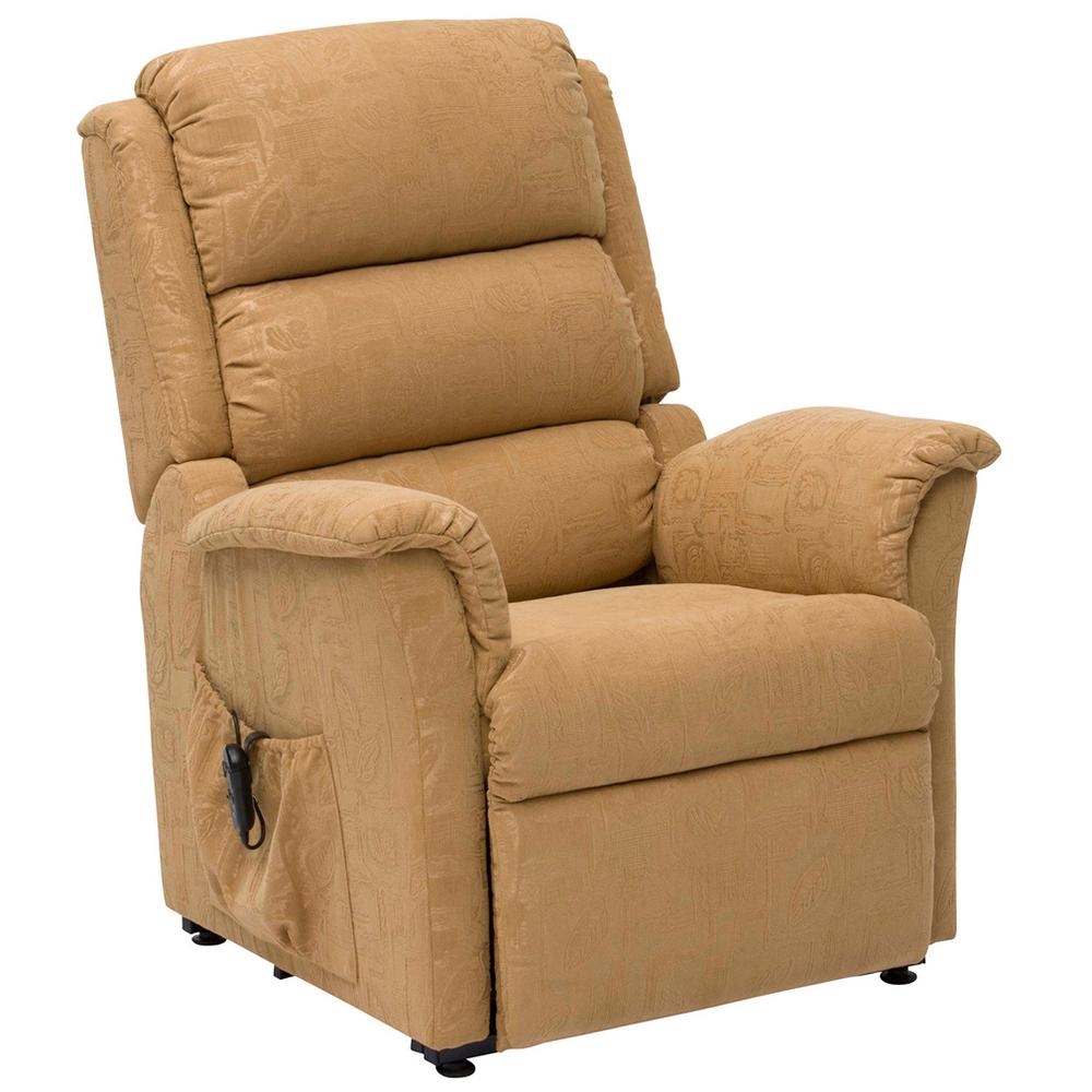 Nevada Dual Motor Riser Recliner Armchair – Gold Fabric