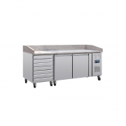 Polar U-Series Double Door Pizza Counter with Marble Top and Dough Drawers 290Ltr