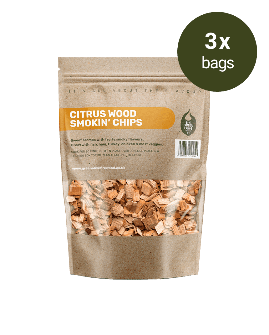 Citrus Wood Smokin’ Chips – 3 Packs – Smokin’ – Green Olive Firewood