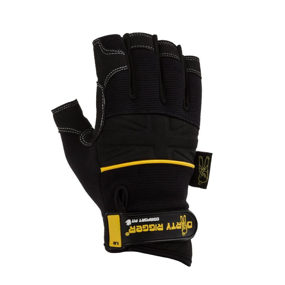 Dirty Rigger – PPE – Dirty Rigger Comfort Fit Fingerless Rigger Glove -V1.6- Size M – Ref 262-1-134 – Black / Yellow – Medium