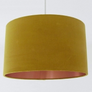 Luxury Pendant Shades – Choice Of Velvet Or Cotton Mustard Yellow Velvet & Gold – By CGC Interiors