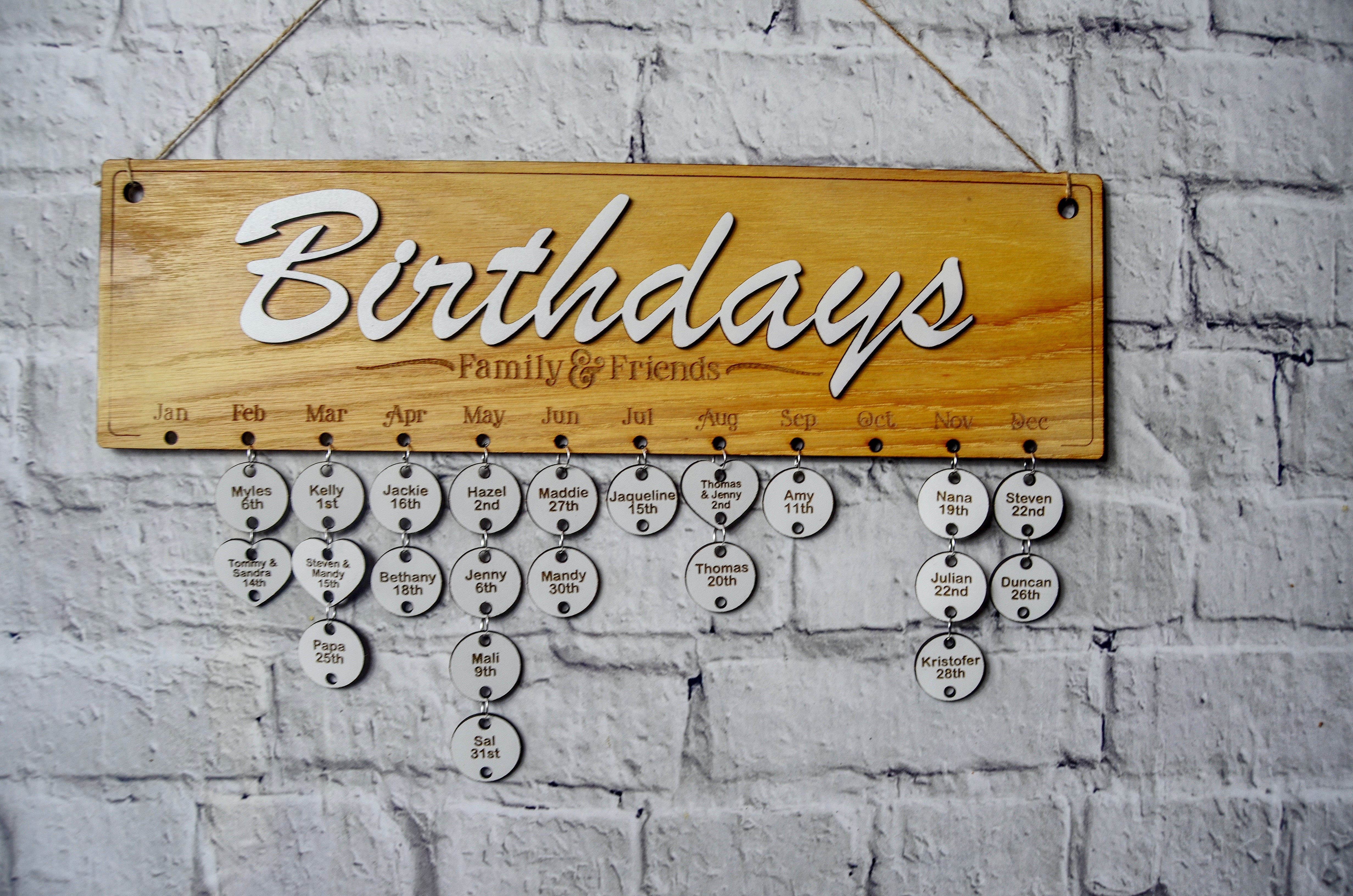 Wooden Birthday Calendar 50+ – Circle – Forth Craft & Designs