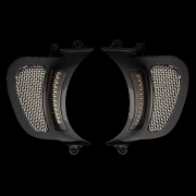 DYNAMIC LED VENT INSERTS FOR ROAD GLIDE – Gloss Black Finish – Stainless Mesh – Rick Rak