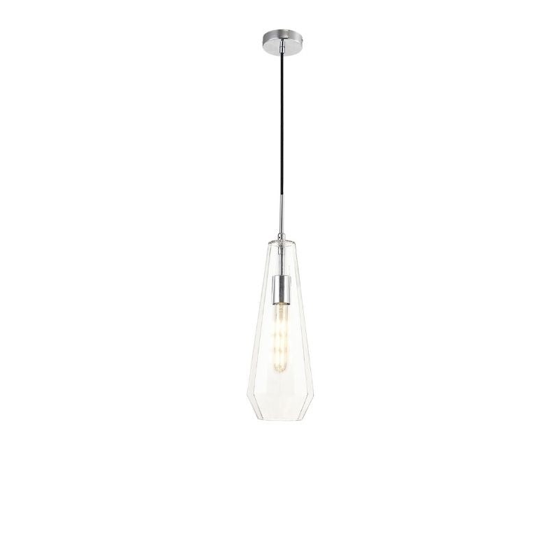 Deco Markus 1 Light Single Slim Cone Pendant In Polished Chrome Finish And Clear Glass D0601 – Markus Pendant – Deco – Daz Lighting