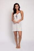 EcoVero Chemise Stripe | Women’s Nightwear | Pretty You London UK 12-14 / Ecru Stripe