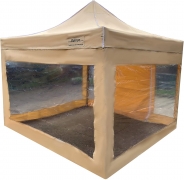 Commercial Grade 3x3m Gazebo – Transparent Sides – 3 X Stronger (Beige) – Edinco