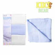 First Steps Muslin Squares – 3pk (60cm x 60cm) – Kiki Bear