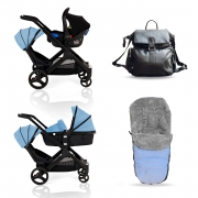 Buy & Pay Later Free Isofix Car Seat, Changing Bag & Luxury Footmuff Worth £199.99 Kids Kargo Glider Double Tandem Pushchair Pram