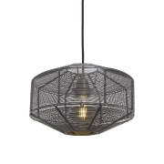 Industville – Handcrafted Wire Cage Pendant – 11 Inch – Round – Ceiling Light – Light Shade – Black Colour – Pewter / Brass Material – 24 CM X 28 CM X 28 CM