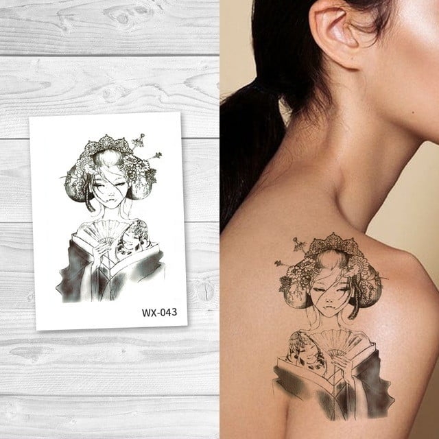 Temporary Tattoo WX-043 Japanese Geisha Woman – Temporary Tattoos – Dublin Body Paint