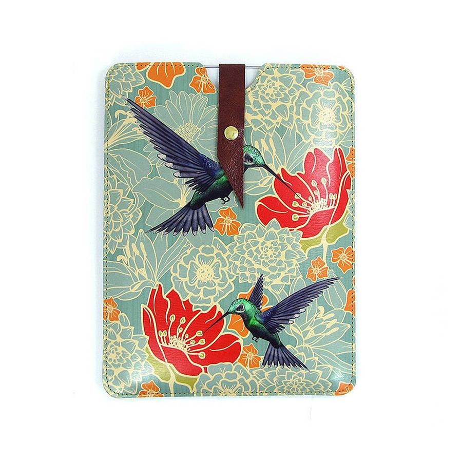 Leather iPad / Kindle / Tablet Case – Hummingbirds – iPad Mini 1/2/3/4 / Small tablet or Kindle case / Sleeve / Green