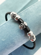 Bspoiled Men’s Men’s Leather Bracelet with Skulls 925 – 19 – BSpoiled