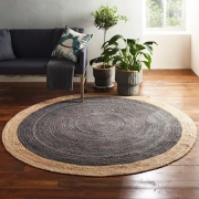 Native Home & Lifestyle – Milano Soft Jute Rug with Light Grey Centre 120cm (Diameter) / Grey – The Rug Quarter