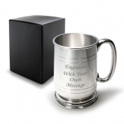 1 Pint Pewter Jacobean Tankard with C Shaped Handle