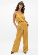 Branson Silk White Leg Pants in Mimosa Yellow – S – S – Ethikel