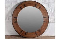 VINTAGE Original Bull Cart Wagon Wheel Mirror