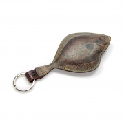 Leather Key Ring – Plaice Fish – Grey