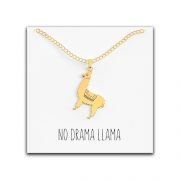 Llama Necklace – “No Drama Llama!” message – Silver & Gold Plated Gold – Happy Kisses