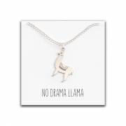 Llama Necklace – “No Drama Llama!” message – Silver & Gold Plated Silver – Happy Kisses