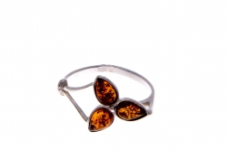 Designer Modern Amber & Sterling Silver Ring Cognac – L – Caroline’s Collection – SilverAmberJewellery