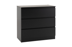 Malvern 3 Drawer Chest – Black – Furnishop