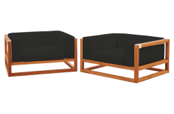 Outdoor Low 2 Seater Wooden Furniture, Teak Colour / Black – Furnishop