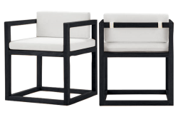 Outdoor Softwood Armchair Set of 2, Black Ash / White – Furnishop