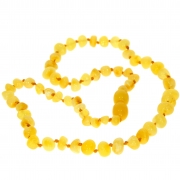 Genuine Baltic Amber Polished Baroque Beaded Necklace – Various Colours & Sizes – Lemon – 70cm – 27.5″ – SilverAmberJewellery