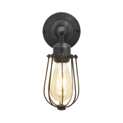 Industville – Orlando Wire Cage – 4 Inch – Wall Light Fixture – Black / Grey Colour – Pewter / Brass Material – 31 CM X 10 CM X 15 CM