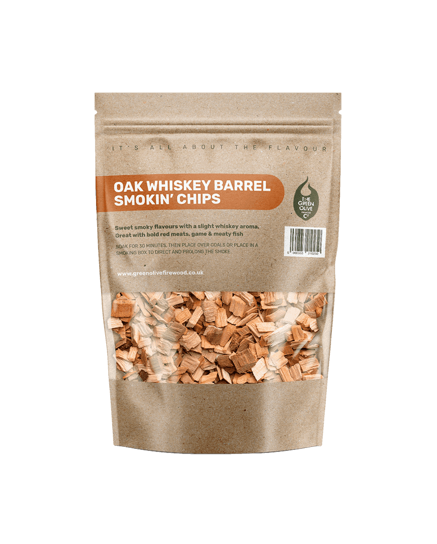 Oak Whiskey Barrel Smokin’ Chips – Smokin’ – Green Olive Firewood