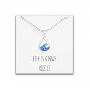 Wave Necklace “- Live Is A Wave – Ride It” – Happy Kisses