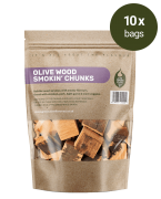 Olive Wood Smokin’ Chunks – 10 Packs – Smokin’ – Green Olive Firewood